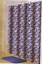 Sultan's Linens Blue Frosted Floral Scroll Peva Shower Curtain 70"x72" NEW