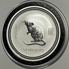 2008 Year of the Rat Chinese Zodiac Coin 1 Troy Oz .999 Fine Silver Round Rat