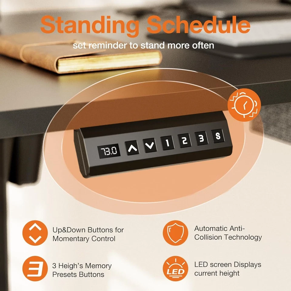 Escritorio eléctrico de pie para oficina en casa mesa ergonómica ajustable en altura para computadora Foto 4 de 4