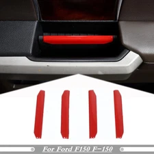 4PCS Car Inner Door Handle Trim Strips For Ford F150 F-150 15-20 Accessories Red