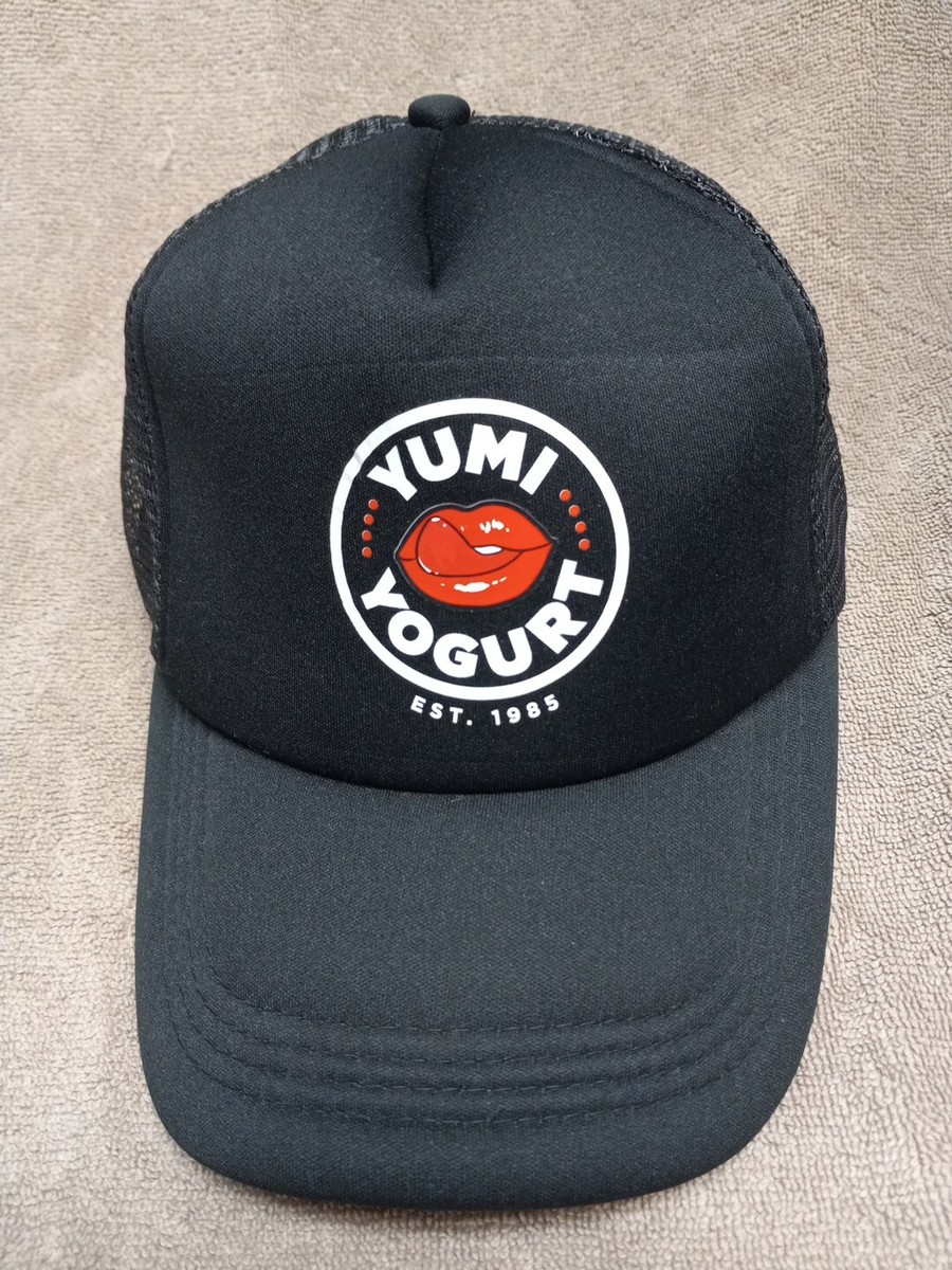 Yumi Yogurt Black Mesh Snapback Trucker Hat Adjustable Baseball