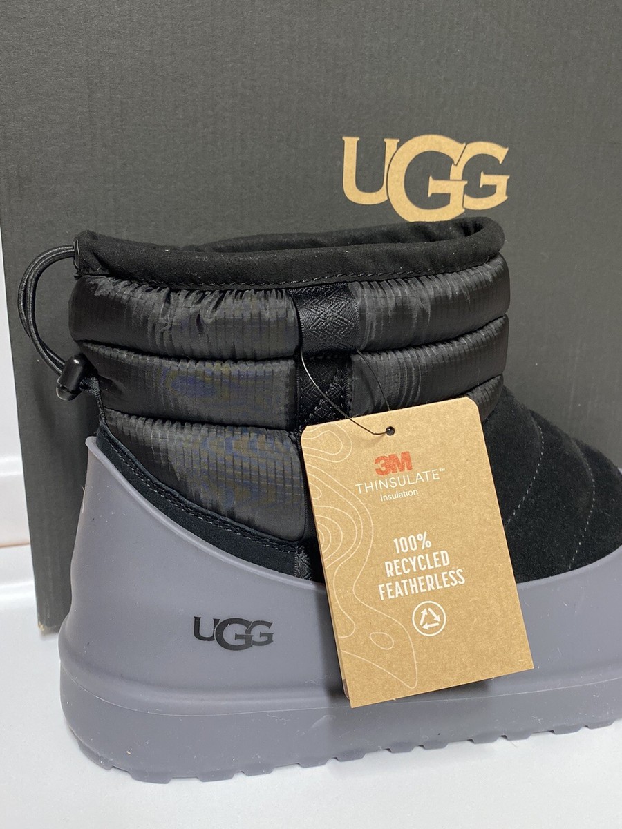 UGG BLACK CLASSIC MINI PULL-ON WEATHER WINTER BOOTS, MEN US 12 NEW