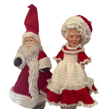 FIBRE CRAFT SANTA and MRS CLAUS AIR FRESHENER PLASTIC DOLLs with crochet outfits