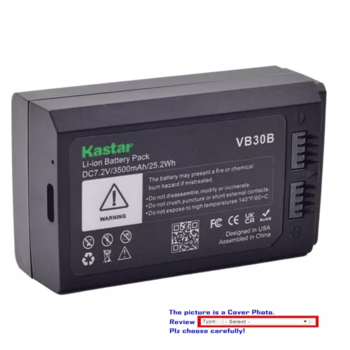 Kastar VB30B Type-C Battery for GODOX VB30 VB-30 VB30B VB-30B V1PRO V1 Pro - Picture 1 of 8