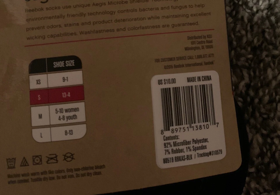 Lote de 4 pares de calcetines deportivos Reebok All absorbentes de humedad negros blancos juveniles pequeños Foto 3 de 3