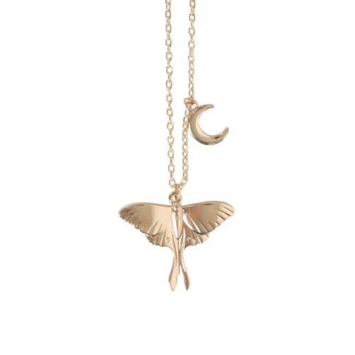 Luna Moth Design Greetings Card & Moth & Crescent Moon Gold Tone Necklace Gift - Picture 3 of 4