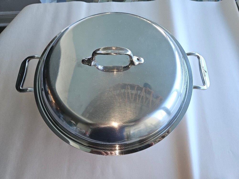 All Clad Paella Braiser Pan + domed lid Stainless Steel 3 ply 13 inches