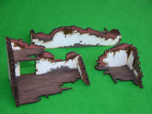 WARHAMMER SCENERY ,LASER CUT, HANDMADE RUINED HOUSE SECTIONS, PAINTED - Picture 3 of 4