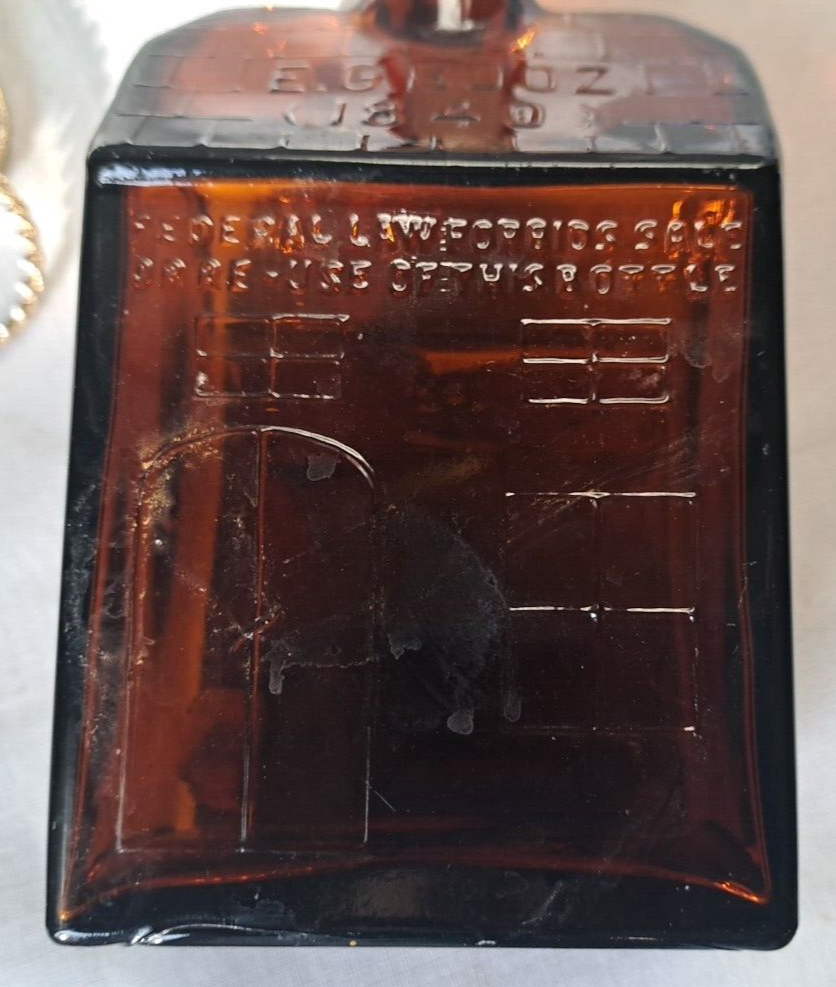 E G Booz 1840 Deep Amber House Shaped Old Cabin Whiskey
