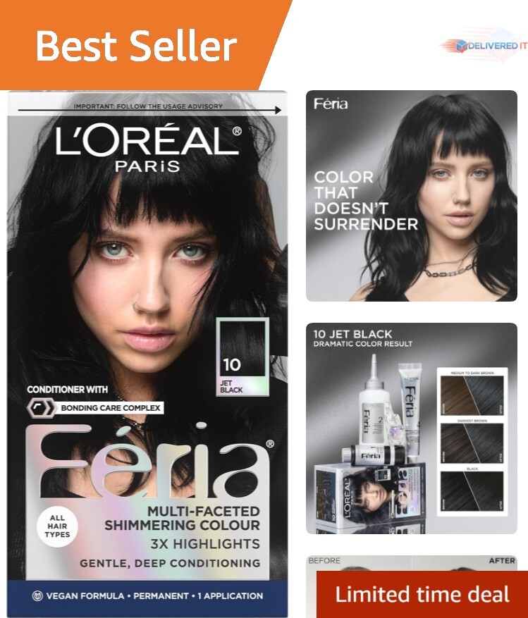 Jet Black 10 L'Oréal Feria Permanent Hair Dye 25 Minute Color