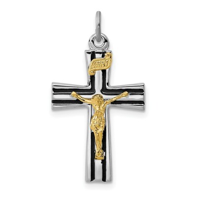 Sterling Silver Enameled Inri Crucifix Charm Sterling Silver Enameled Inri Crucifix Charm