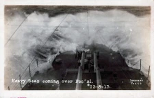 1913 RPPC Postcard "Heavy Seas coming over the Foc'sle" Great shot not sent