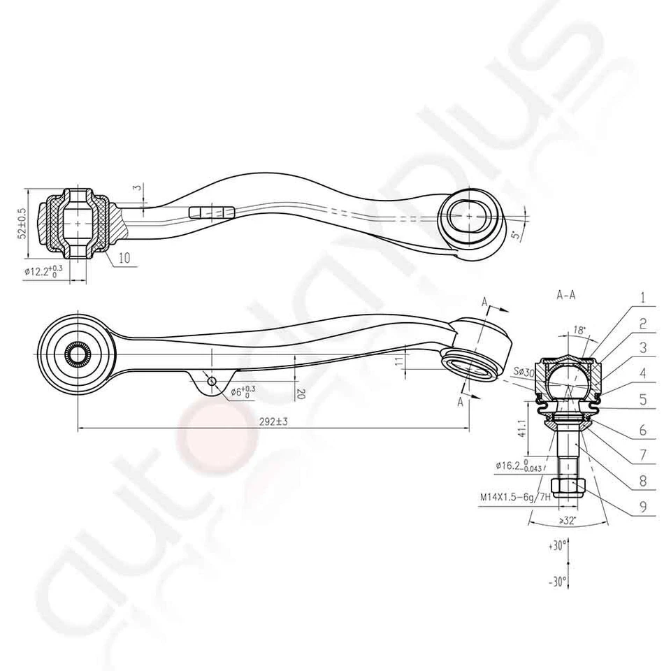 Suspension 6Pcs Control Arm Ball Joints Outer Tie Rod Fits 2006-2008 BMW 750Li - Image 2 of 4
