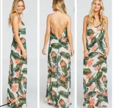 Show me your MuMu tropical leaf floral Maxi Dress Sz Xs