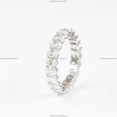 Gift For Her 14k White Gold Natural Diamond Engagement Eternity Birthday Ring - Picture 3 of 6