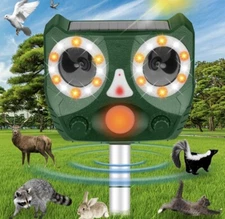 Solar Ultrasonic Voice LED Animal & Bird Drive Repeller N