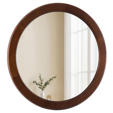Vintage Round Wall Mirror with Wood Frame — listing 4