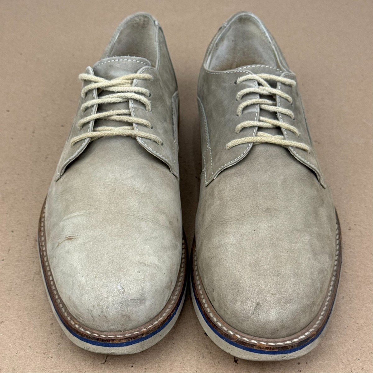 1901 Nordstrom Mens 8.5 M Gray Suede Plain Toe Derby Shoes Brazil M12511 Flaw View 2
