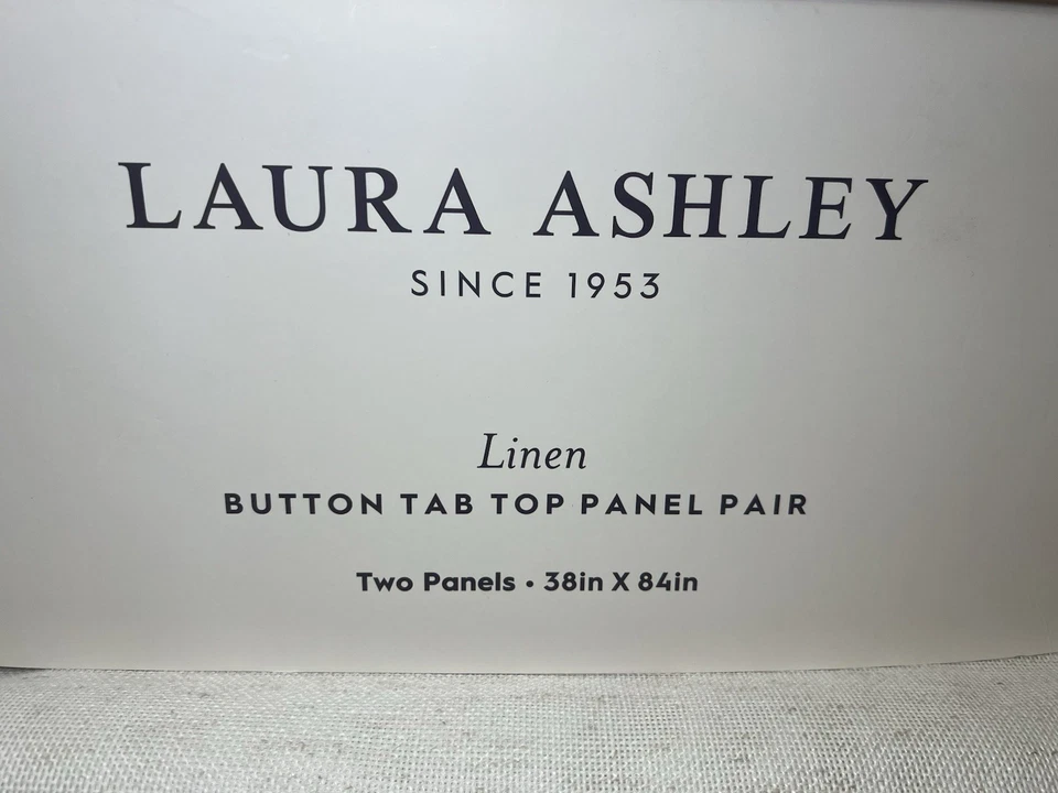 Laura Ashley Linen Button Tab Top Curtain Panels Pair Width 38"x84" Natural NWT - Image 3 of 4