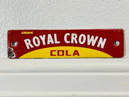 Royal Crown Cola Classic Porcelain Enamel Advert Vintage Soda Sign 1  1/2” x 6”