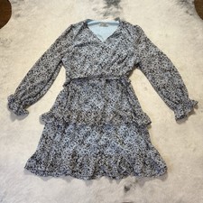 Grace Karin Dress Womens Size XL Blue Animal Print Fit And Flare Tiered Belted