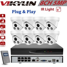 Vikylin 8CH POE NVR Security Camera System 5MP IR Turret IP Camera with Mic Lot