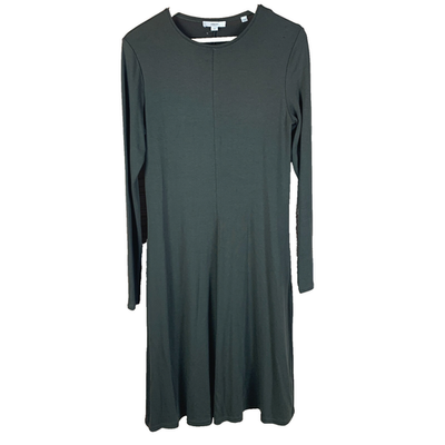 Theory Dress Womens Medium Green Knit Long Sleeve Shift Stretch Minimalist  | eBay