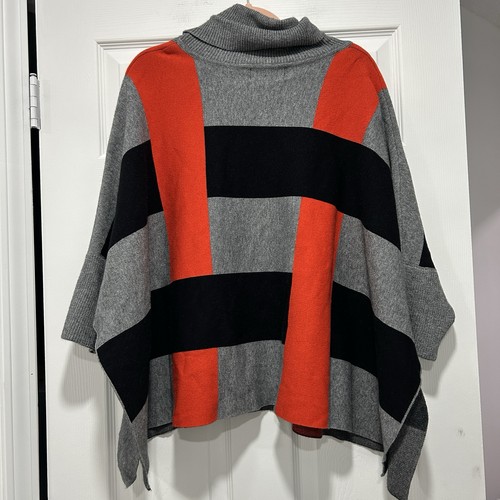 P Luca Milano Women’s Size S/M Turtleneck Poncho Colorblock Sweater Luxury NWT! - Picture 6 of 8