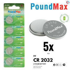5 X PoundMax CR2032,DL2032,BR2032,KL2032 for Watch Car Key Remote Scale 3v