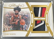 2023-24 Panini Flawless Coby White Gold Dual Game Worn Patch 03/10 Chicago Bulls