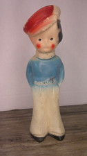 vintage MCM Chalkware boy w/ captains hat on carnival prize Kitschy        Z110