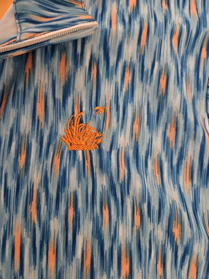 Vestido de golfe feminino BERMUDA SANDS tamanho grande azul e laranja. - Imagem 4 de 4