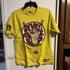 WWE Authentic Wear John Cena "Never Give Up" Cenation Yellow Shirt Size M 2014