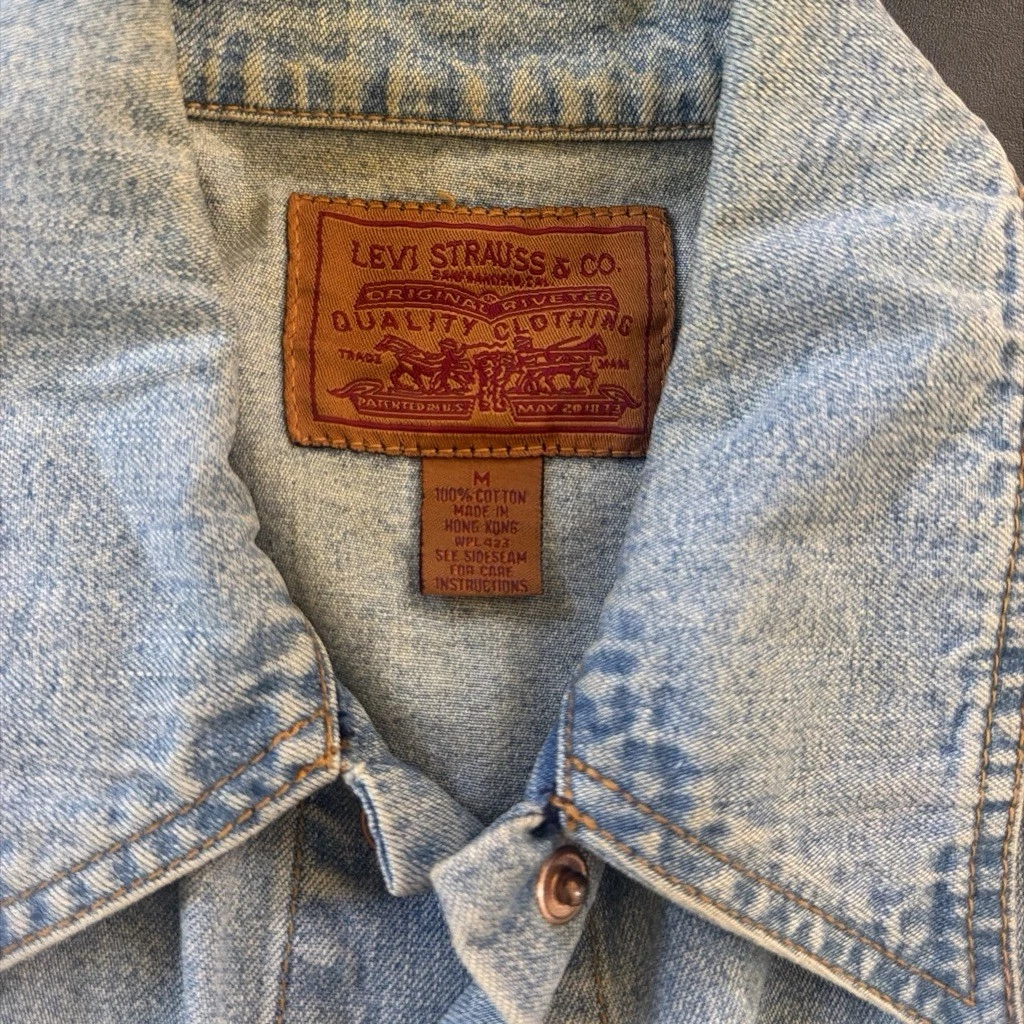 Vtg 60s 70s Levis White Tab Denim Chore Jacket Copper Buttons white tab image 4