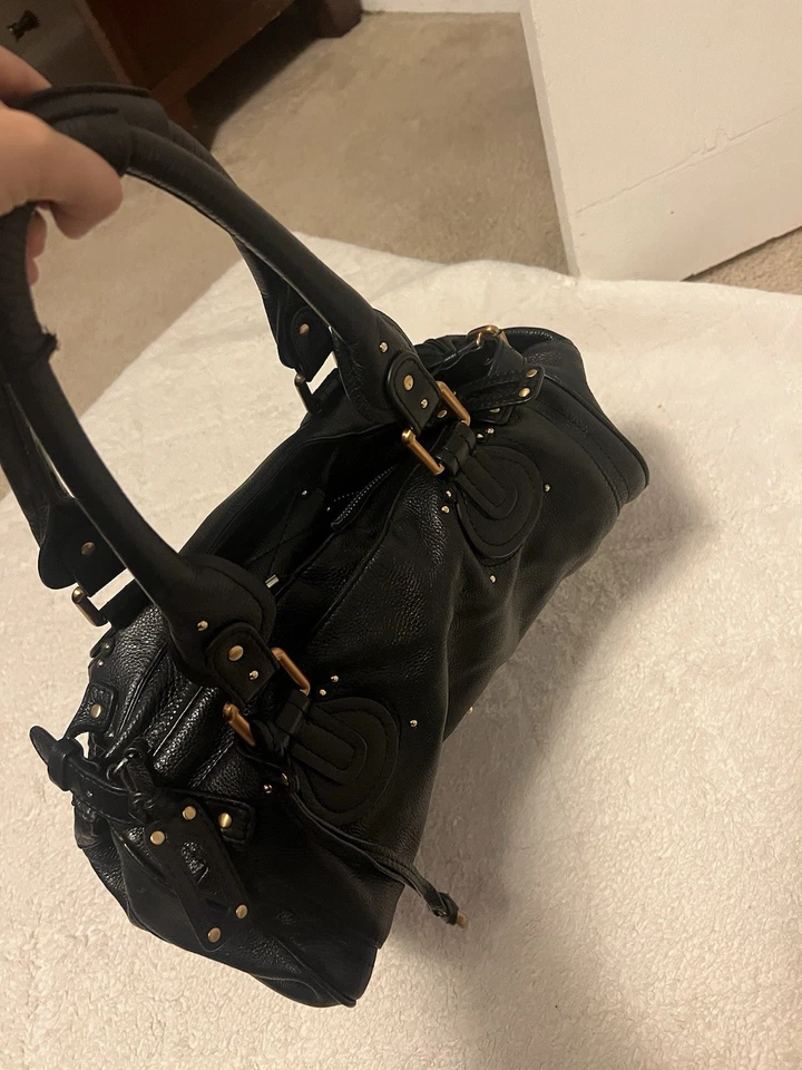 Bolso de Mano Chloe Paddington Cartera de Hombro Cuero Negro Dorado Auténtico Sin Bloqueo Ver Foto Foto 3 de 4