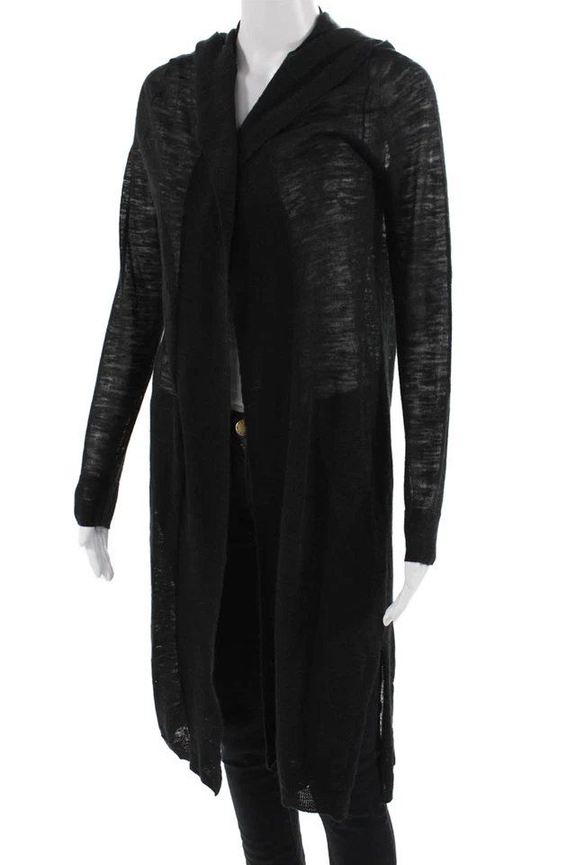 Blanco + Warren, Suéter Cárdigan Mujer Negro Manga Larga Talla S Foto 2 de 4