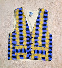 Naughty Boys Vintage Men's Cotton Vest M Regular Blue Yellow Black USA 38" Punk