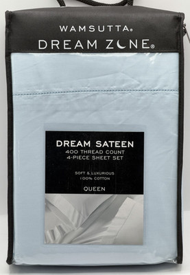 Wamsutta Dream Zone 400 TC Queen Size Sheet Set Cotton Dream Sateen 4 Piece Blue