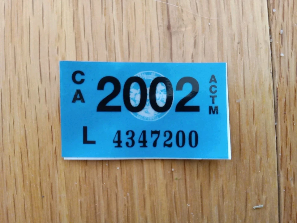New 2002 California License Plate Year Sticker - Image 1 of 1