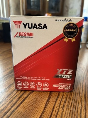 Used YUASA YTZV8 Pure Lead Motorcycle Battery In Box 12V