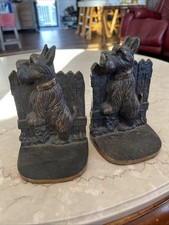 Pair of Cast Iron Terrier Dog Bookends with Polychrome Paint