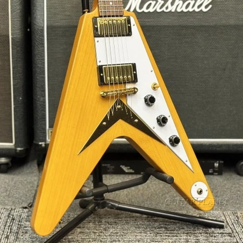 Epiphone Inspired by Gibson Custom Shop 1958 Korina Flying V -Aged Natural White