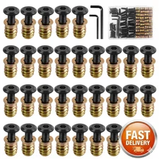 34 Sets 1/4-20 X 3/4" Furniture Screw Nut Threaded Inserts for Wood, Includes He