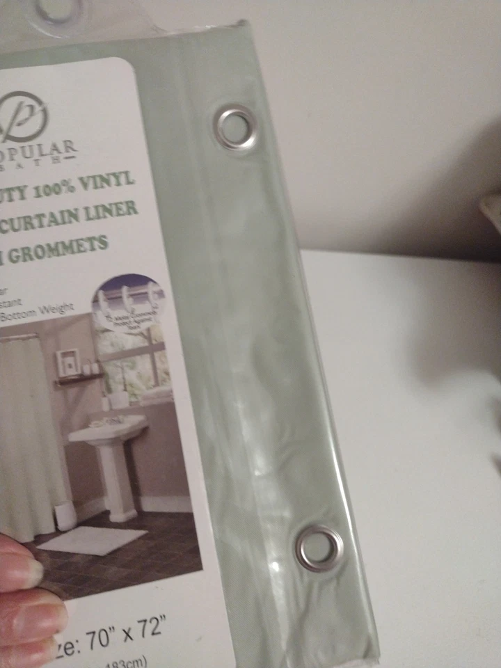 Popular revestimiento de cortina de ducha de vinilo de alta resistencia para baño verde salvia resistente al moho Foto 3 de 4