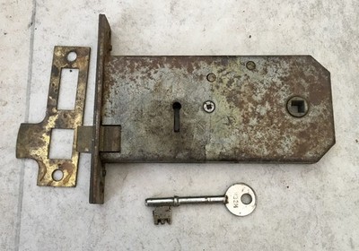 VINTAGE GUSSEISEN UNION FELGE/SCHREINER/DAVENPORT SCHLOSS MESSING MECHANISMUS KEEP KEY