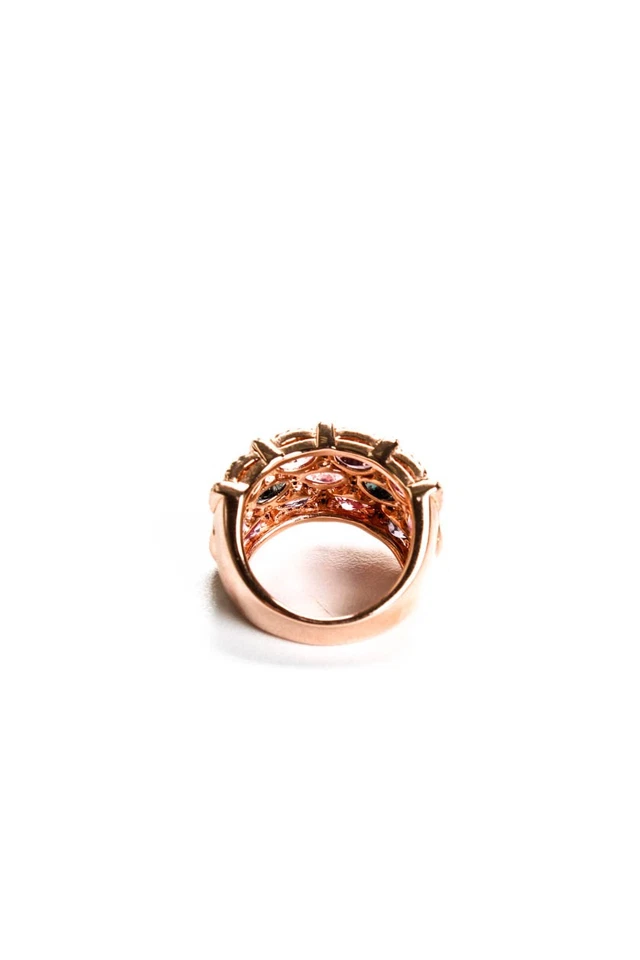 Anillo llamativo de espinela topacio enchapado en oro rosa de plata esterlina Rarities para mujer Foto 3 de 4