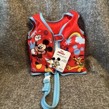 NEW Disney Junior Mickey Mouse Fabric Swim Vest Life Jacket S/M up to 40 lbs Max