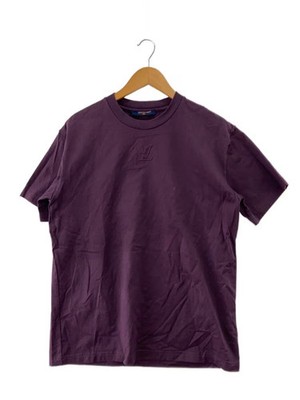 LOUIS VUITTON Embossed LV Logo Top T shirt M Cotton Bordeaux