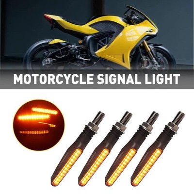 4X Black Motorcycle LED Mini Turn Signal Light Amber For Bobber Cafe Racer X
