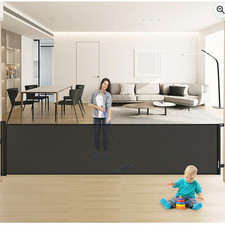 35'' Extra Tall Retractable Baby Gate Extra Wide 140'' Indoor/Outdoor